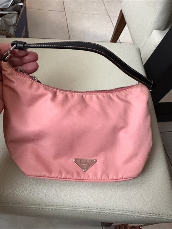 Prada Handbags - Prada Coral Pink Nylon Shoulder Bag with Leather Handle